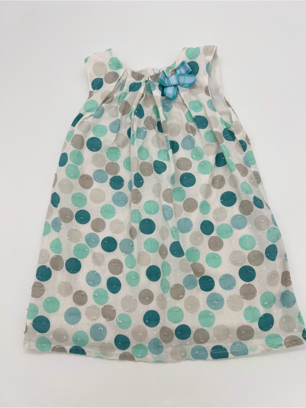 Dr Kid Baby Girl White Green Polka Dot Dress Cotton 24 Months